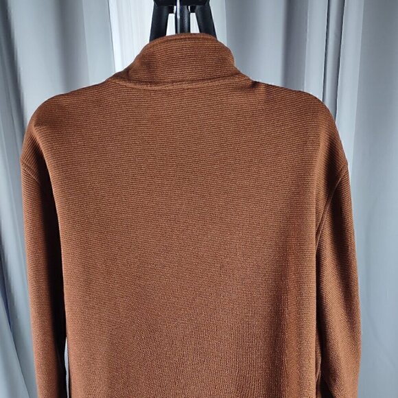Van Heusen Mens Dark Orange Flex Long Sleeve 1/4 Zip Soft Sweater Size Large - Picture 4 of 13